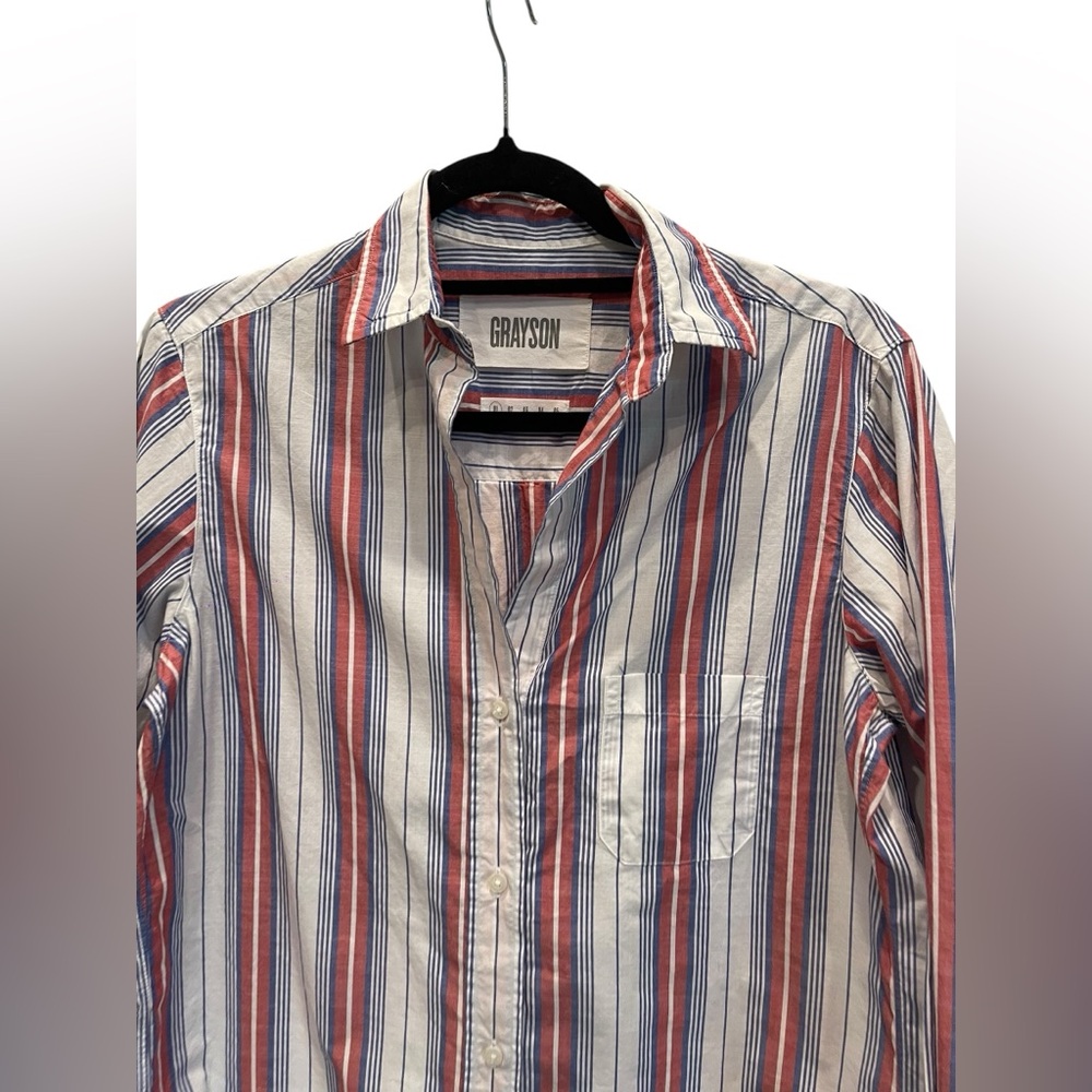 Anthropologie Blouse S GRAYSON Jasmine HERO Buttondown Stripe Cotton 01 - Picture 4 of 11